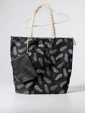 Like New! Sun N Sand Large Woven Rope Handle Sea Pattern Beach Vacation Tote Bag